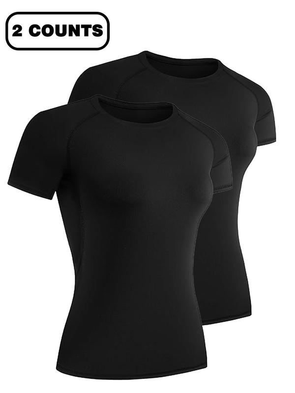 Women's Solid Raglan Sleeve Sports Tee, Sporty Quick Drying Breathable Round Neck T-shirt for Yoga Running Gym Training, Ladies Sportswear for All Seasons