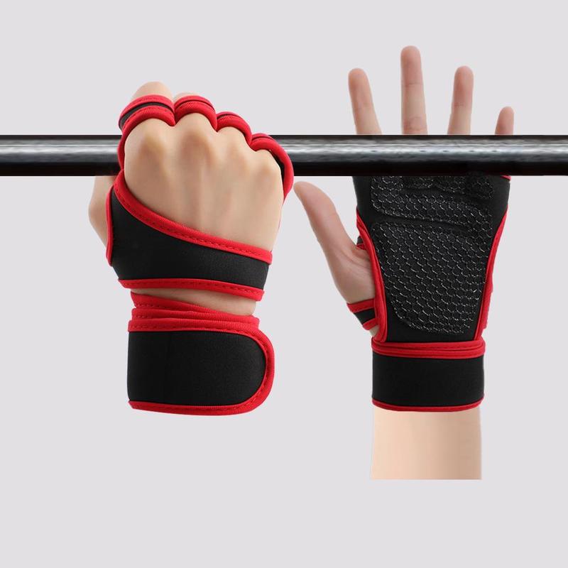 Sports Gloves with Wrist Wraps, 1 Pair Full Palm Protection Weight Lifting Workout Gloves, Great for Gym Workout, Pull Ups Cross Training Fitness Men & Women