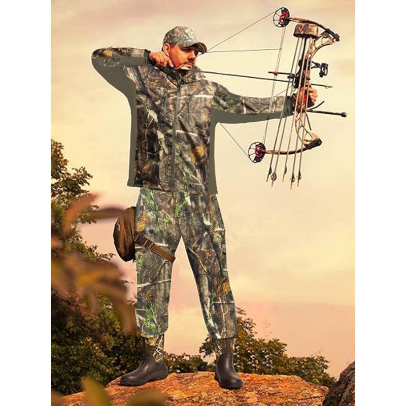 outdoor gifts for men New camouflage men's hunting suit, quiet and warm hunting jacket and pants, waterproof hunting set, suitable for deer, duck, bow and arrow hunting