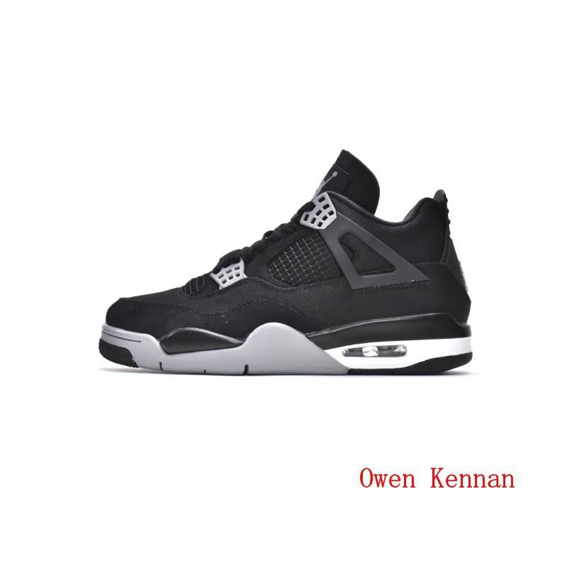 Jordan 4 popular Retro Black Canvas fashionable and trendy anti slip, wear-resistant, and shock-absorbing versatile basketball shoes popular.