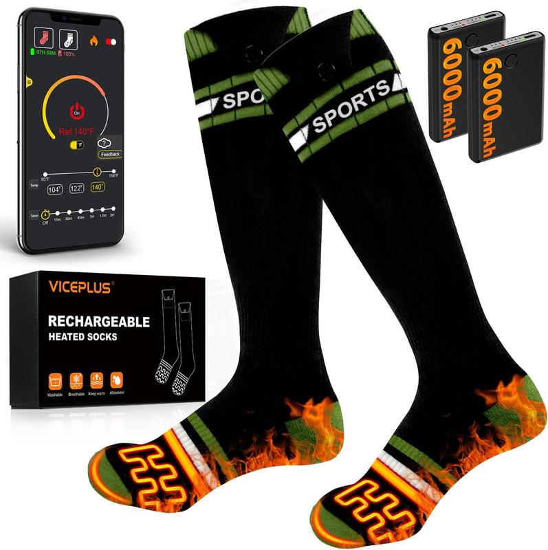 Rechargeable Heated Socks for Men Women with 12000mAh Batteries, App & Battery Control, Wahsable, for Skiing, Hunting, Camping, Cycling &  Ice Fishing