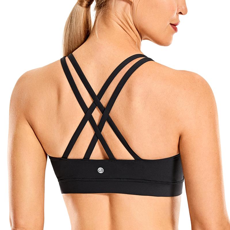 CRZ YOGA Women's Strappy Sports Bras Fitness Workout Padded Yoga Bra Criss Cross Back