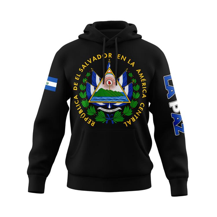 El Salvador States Design Black Hoodie