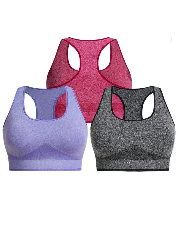  Solid Color Sports Bra, Sporty Breathable Comfortable Bra, Women's Sports Clothing for Indoor Outdoor Wear