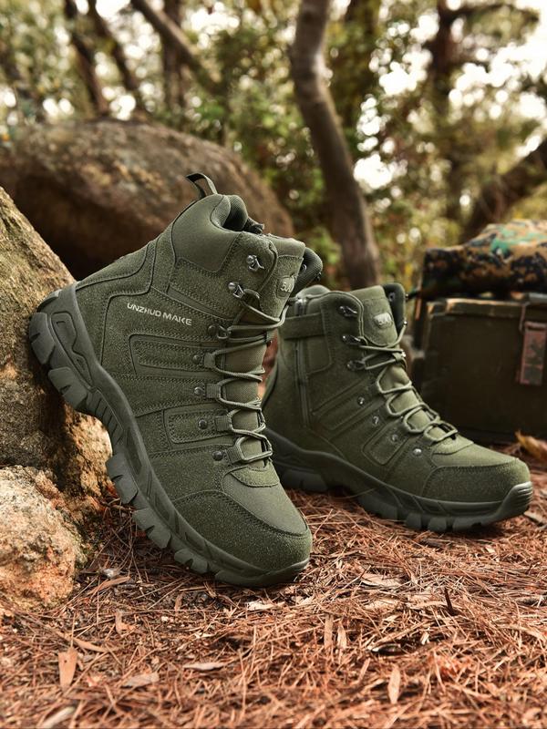 Men's Patchwork Ankle Boots, Fashionable Outdoor Hiking Boots for Men, Casual Comfortable Sports Shoes for Daily Wear