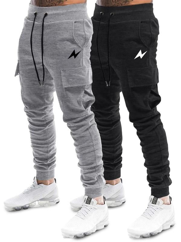 Men's Graphic Drawstring Waist Sweatpants,  Cuffed Joggers, Fall Outfits, Casual Pocket Jogger Pants for Daily Wear, Pants for Men, Knitting Bottoms for Fall, Fall Outfits, Fallfreshness, Fall Clothes 2024