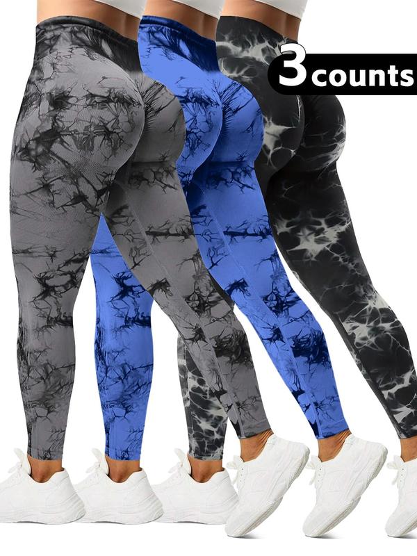 Women's Tie Dye Print High Waist Sports Leggings, Seamless Skinny Pants, Yoga Pants, Gym Leggings, Summer Bottoms, Ladies Sportswear for Indoor Outdoor