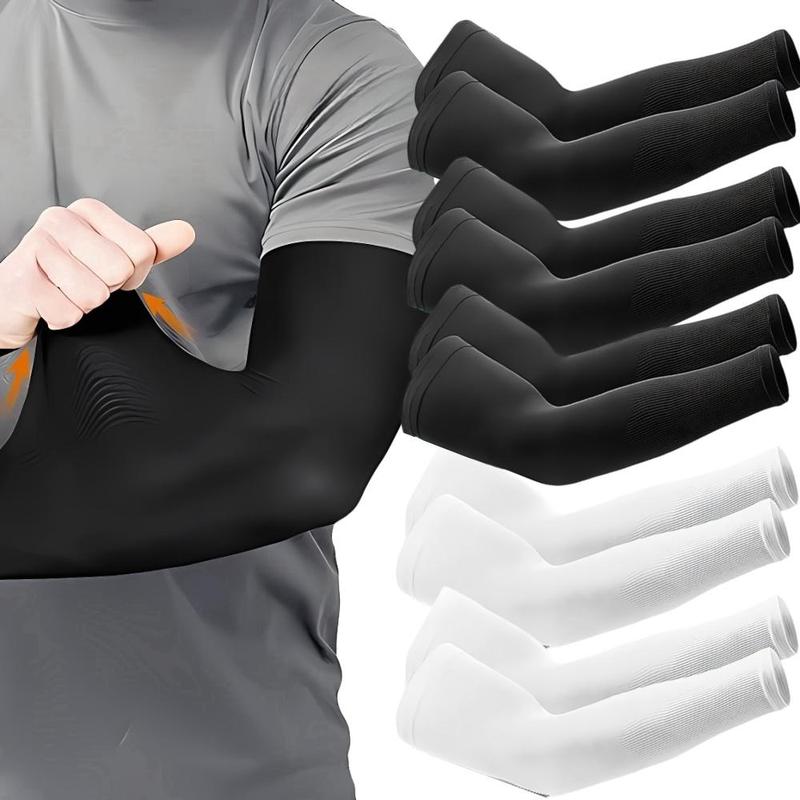 Ice Silk Arm Sleeves, 5 Pairs Sun-resistant Cooling Arm Sleeves, Sports Arm Sleeves for Outdoor Sports, Fishing, Golf, Gym Accessories, Home Gym Equipment