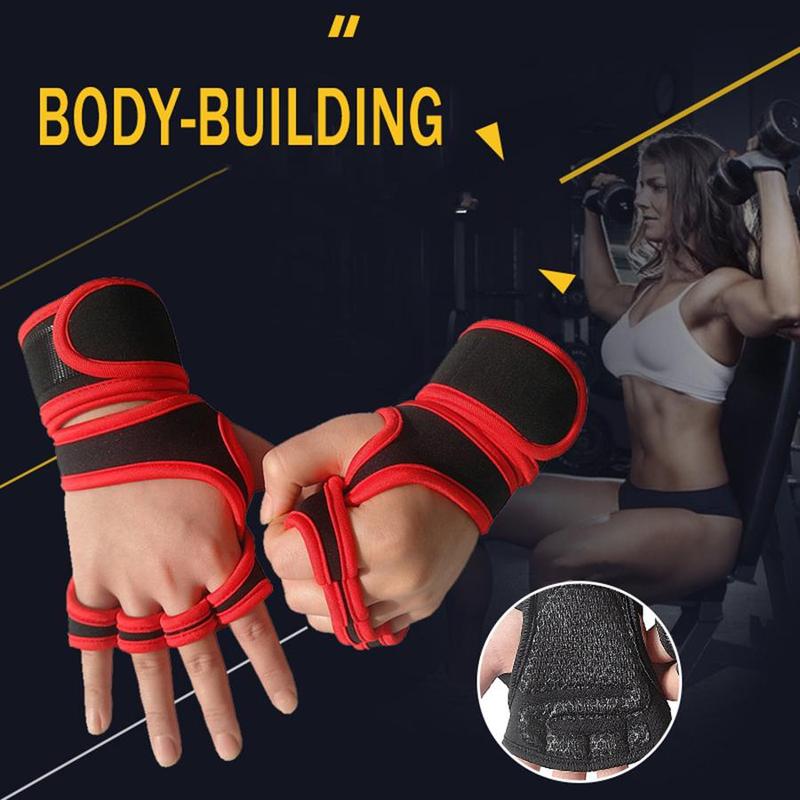 Sports Gloves with Wrist Wraps, 1 Pair Full Palm Protection Weight Lifting Workout Gloves, Great for Gym Workout, Pull Ups Cross Training Fitness Men & Women