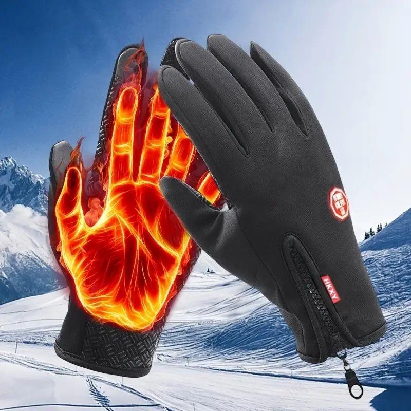 Spring Warm Sensitive Touch Screen Gloves, Adjustable Zipper Waterproof Gloves, Mountaineering Fishing Running Cycling Sports Gloves for Women and Men Dad Grandpa