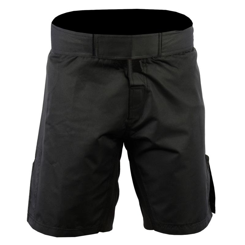 ROAR-INT Black MMA Shorts for Grappling, Jiu-Jitsu Training, Running & Work Out - Stretch Micro-Fiber Fabric