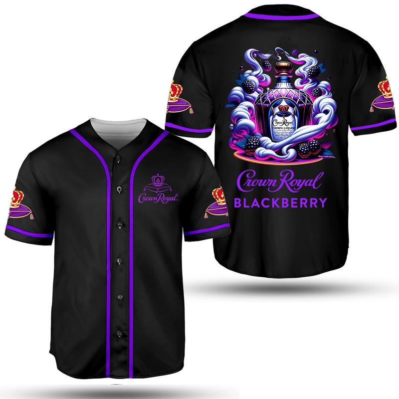 All Black Crown Royal Blackberry Edition Whisky Baseball Jersey Drinking Baseball Jersey X-Mas Liquor Jersey For Men Husbands Blended Canadian Whisky