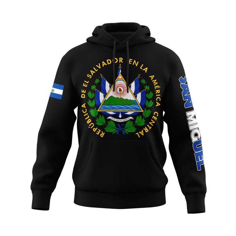 El Salvador States Design Black Hoodie