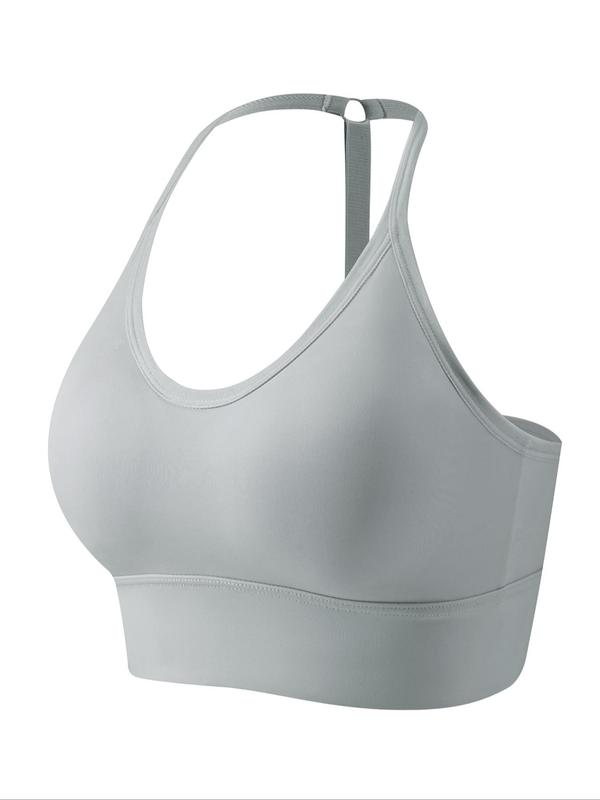 Women's Solid Adjustable Strap Halter Push Up Bra, Breathable Comfortable Detachable Chest Pad Wireless Sports Bra, Women's Lingerie for All Seasons, Please Purchase A Size Up