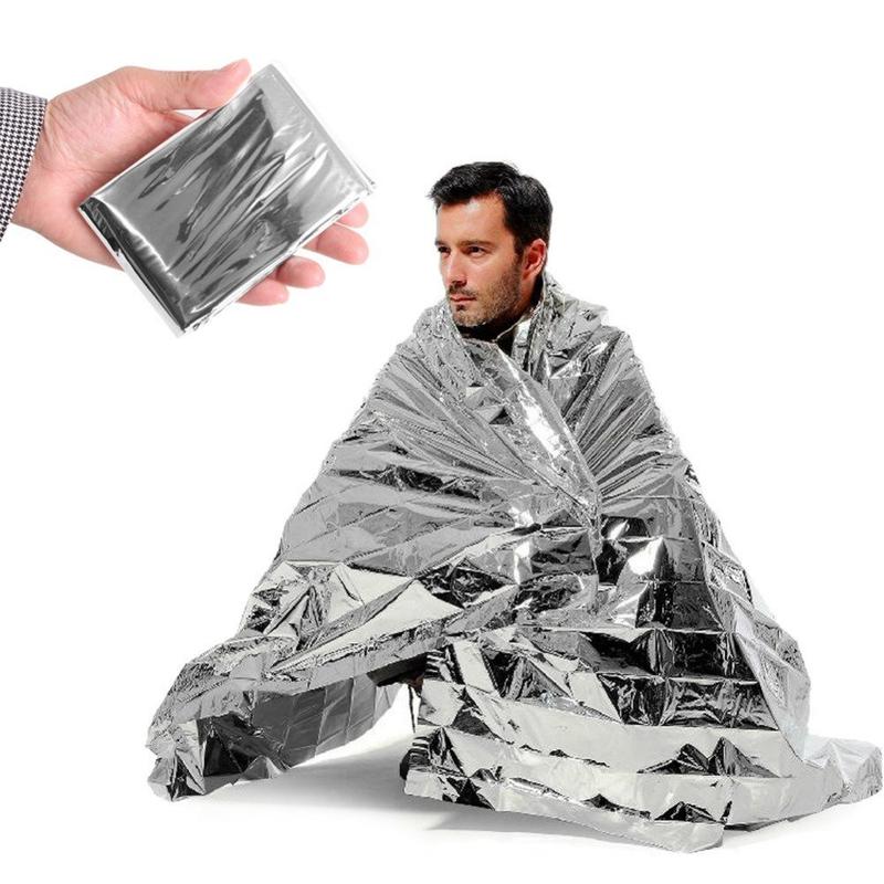 Emergency Silver Mylar Thermal Waterproof Blanket for First Aid Kits, Natural Disaster Equipment, Keeping Warm, Emergency Thermal Blankets, 1 Pack Waterproof, Heat Reflective, Compact and Durable Weather Emergency Protection