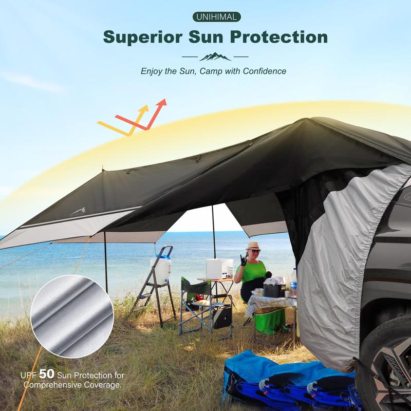 SUV Tent for Camping, Car Tent, Car Awning Tailgate Tent Windproof Hatchback for Car Camping Tent Roof Canopy and Poles Universal Waterproof 3000MM UPF 50+