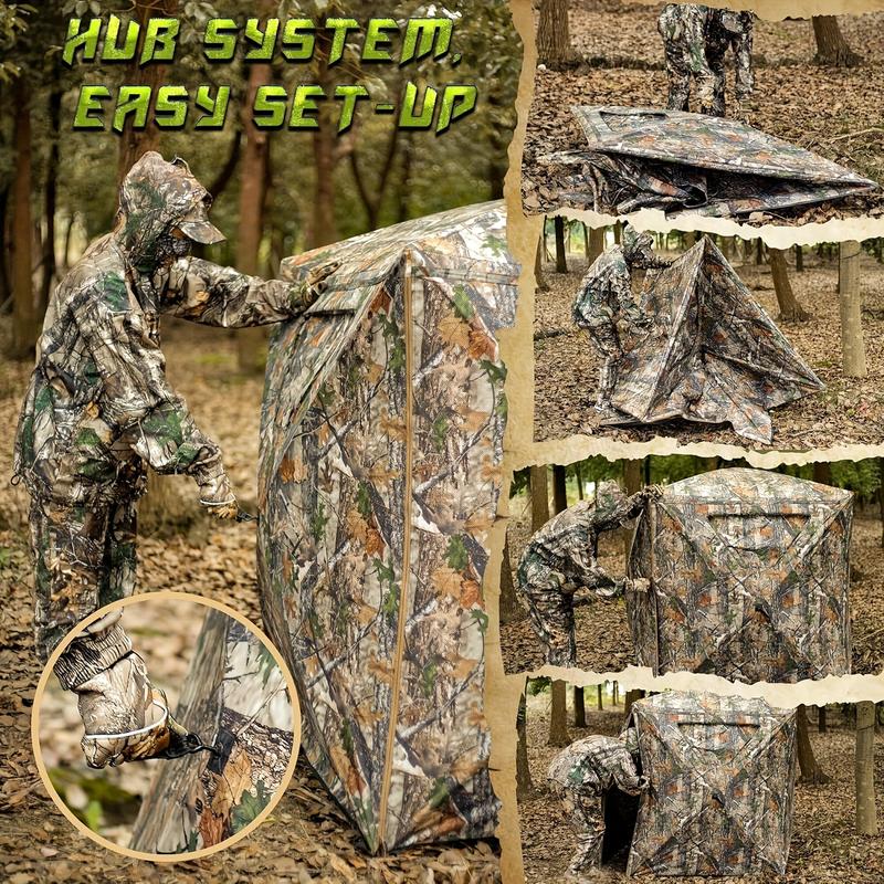 2-3 Person 270 Degree See-Through Pop-Up Ground Blind - Portable and Durable Tents for Deer and Turkey Hunting with Carrying Bag and Easy Setup