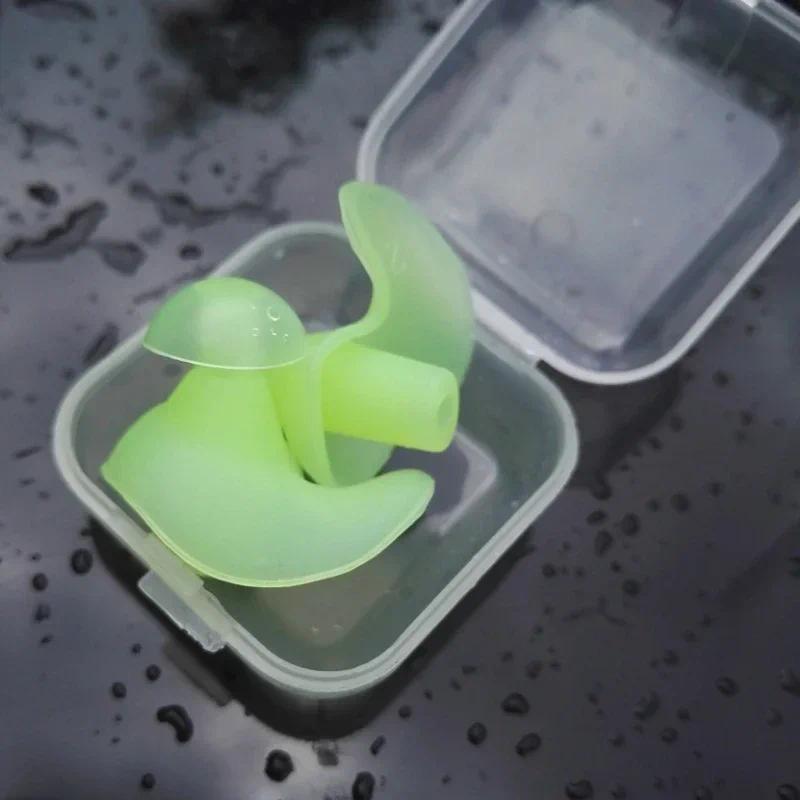 1Pair Waterproof Swimming Earplugs with Box Soft Silicone Spiral Ear Plug Anti Noise for Sleeping Snoring Diving Accessories