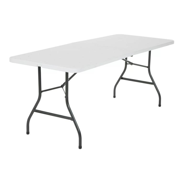 6 Foot Centerfold Folding Table, White For Camping