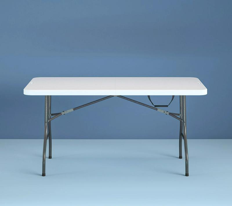 6 Foot Centerfold Folding Table, White For Camping