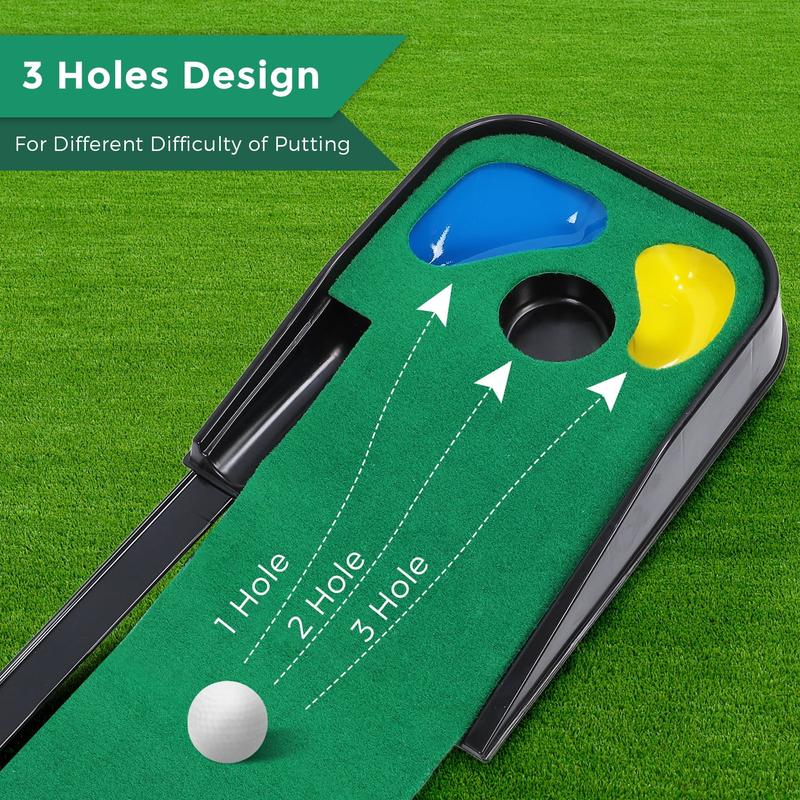 Eotvia Golf Putting Green, 79in Indoor Golf Putting Mat with Auto Ball Return, Golf Putting Set with 1 Telescopic Putter+5 Golf Balls, Mini Golf Game for Home Office Backyard Party, Golf Gifts for Men