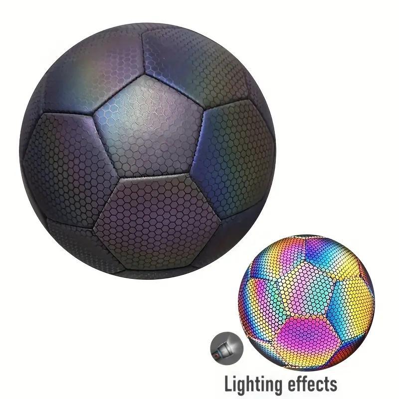 No. 5 Reflective Football, Colorful Soccer Ball with Light Effect, Outdoor Training Football, Football Ball for Family Fun on Backyard Beach, Christmas Gift