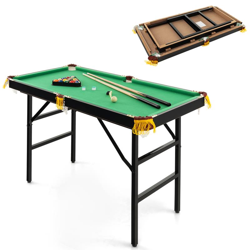 FestivalJoy-47 Inch Folding Billiard Table with Cues and Brush Chalk -Green