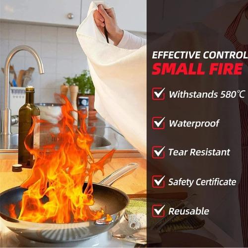 Emergency Fiberglass Fire Blanket, 40'' x 40'', Fireproof and Fire Suppression Blanket for Kitchen and Home Safety, Camping, and Emergency Use.