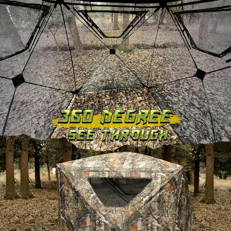 2-3 Person 270 Degree See-Through Pop-Up Ground Blind - Portable and Durable Tents for Deer and Turkey Hunting with Carrying Bag and Easy Setup