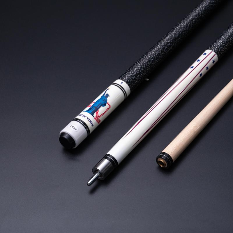 Professional American Flag Design White Hard Maple Pool Cue Stick - Ideal for Beginners, Portable with Quick Connect, 9-Ball -Christmas Gift billiards