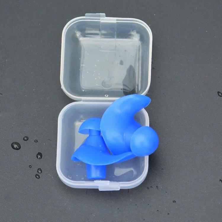 1Pair Waterproof Swimming Earplugs with Box Soft Silicone Spiral Ear Plug Anti Noise for Sleeping Snoring Diving Accessories