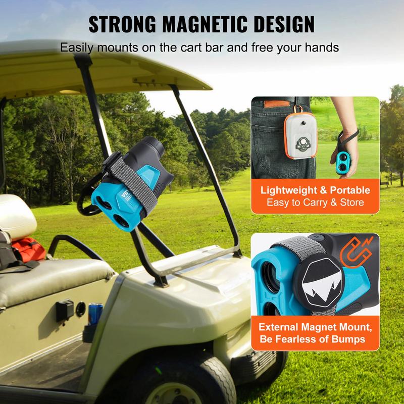 VEVOR Golf Rangefinder, Max 1300 Yards Laser Golfing Hunting Range Finder, 6X Magnification Distance Measuring, Golfing Accessory with External Magnet Mount, High-Precision Flag Lock, Slope, and Batteries