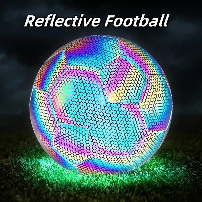 No. 5 Reflective Football, Colorful Soccer Ball with Light Effect, Outdoor Training Football, Football Ball for Family Fun on Backyard Beach, Christmas Gift