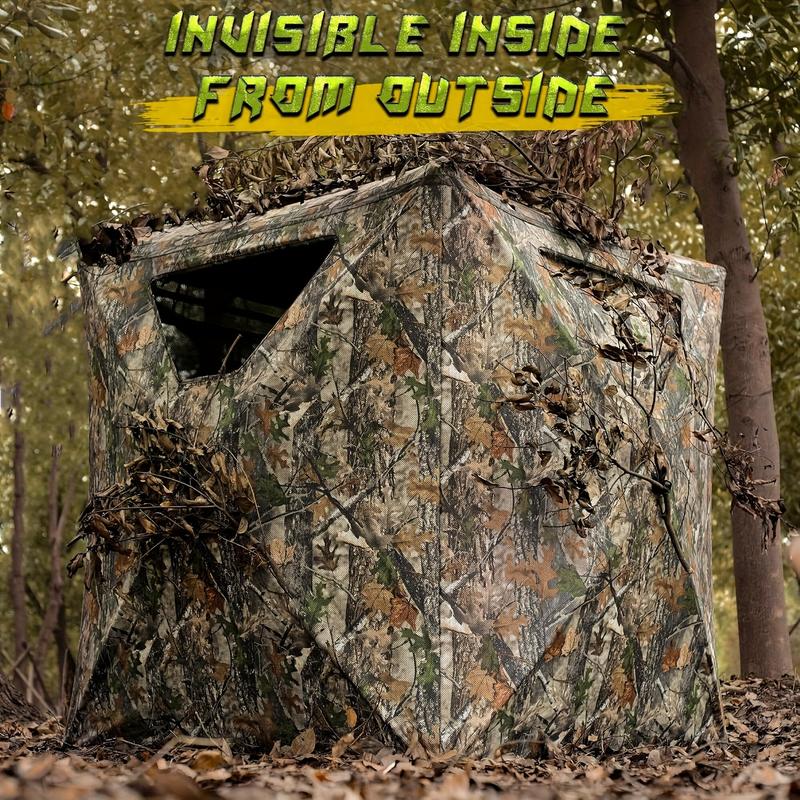 2-3 Person 270 Degree See-Through Pop-Up Ground Blind - Portable and Durable Tents for Deer and Turkey Hunting with Carrying Bag and Easy Setup