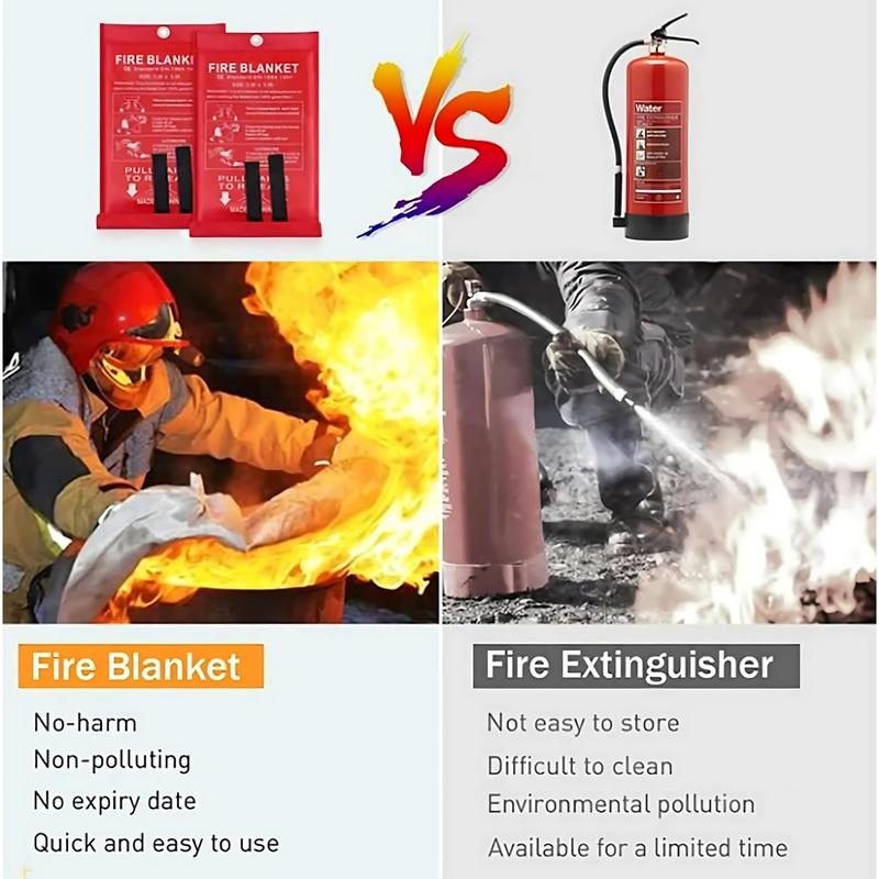 Emergency Fiberglass Fire Blanket, 40'' x 40'', Fireproof and Fire Suppression Blanket for Kitchen and Home Safety, Camping, and Emergency Use.