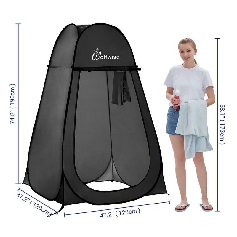 WolfWise Portable Pop Up Privacy Shower Tent Spacious Changing Room for Camping Hiking Beach Toilet Shower Bathroom