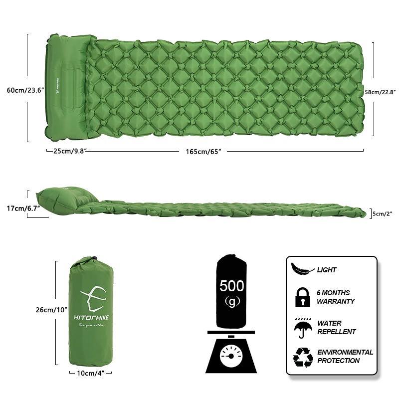 Inflatable Sleeping Mat, 1 Count Portable Lightweight Outdoor Pad with Storage Bag, Compact Backpacking Ultra Light Mattress for Camping Hiking