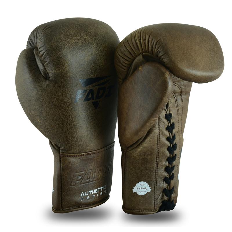 Fadi Sports A2 Lace Boxing Glove in Vintage Brown Matte Cowhide Leather with Pure Latex Mold and EVA Foam Padding - Unisex Adult Gloves