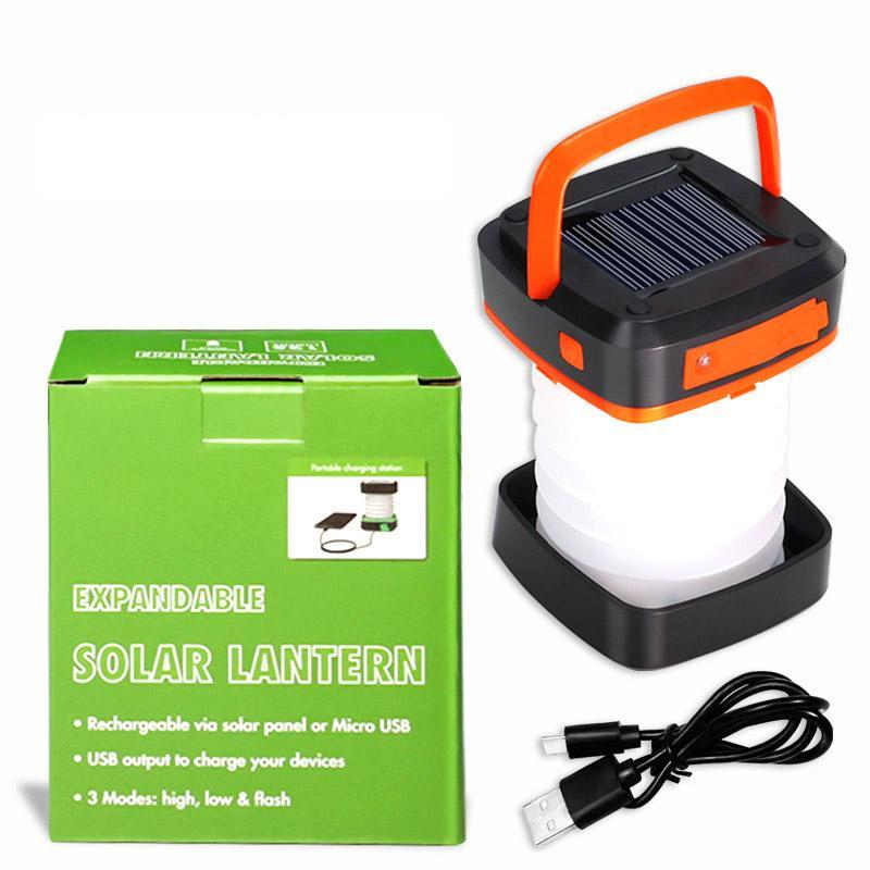 Foldable Solar Powered Camping Light, USB Rechargeable Waterproof Camping Lamp, Portable Outdoor Light for Camping, Hiking, Fishing, Outdoor, Christmas Gift