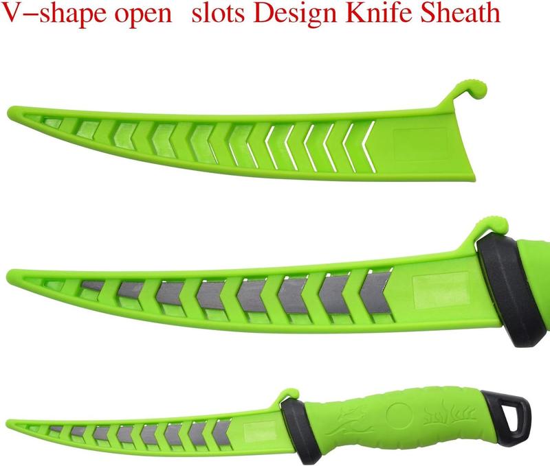 Outdoors Fillet Knife Professional Fishing Knives Non-Stick Coating Stainless Steel Blade Boning Knife with Sheath(7