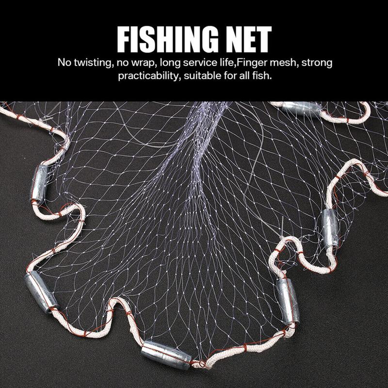 8 10 12 14 16FT Fishing Cast Net Bait Easy Throw Hand Cast Strong Nylon Mesh USA