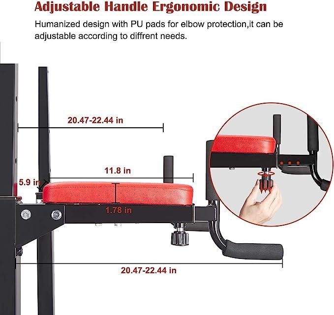 Relife Sports Power Tower Pull Up Bar Dip Station for Home Gym Adjustable Height Strength Training Workout Equipment