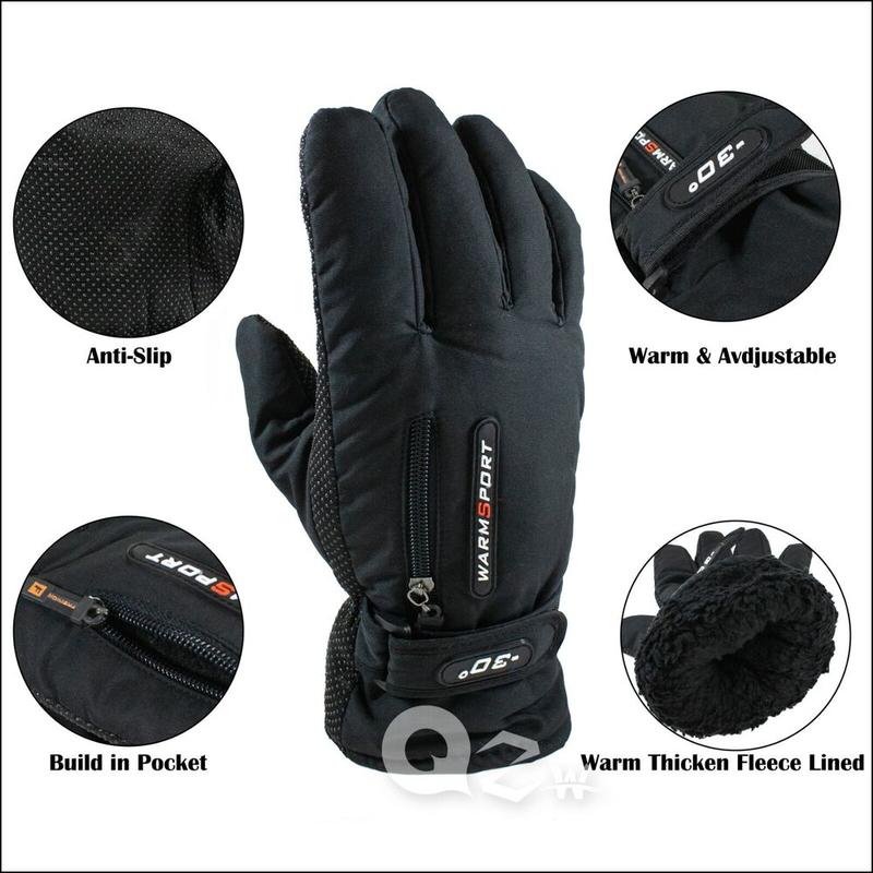 Mens Winter Thermal Warm Waterproof Ski Snowboarding Driving Work Gloves Mitten