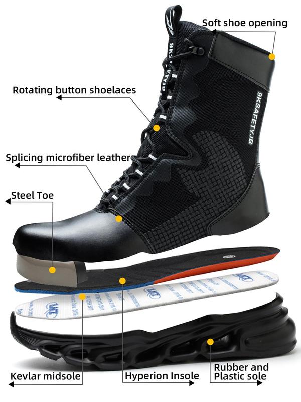 Men's Anti-smashing & Anti-piercing Safety Boots for Outdoor Activities, Comfortable and Fatigue-free Standing Shoes, Outdoor Hiking Shoes