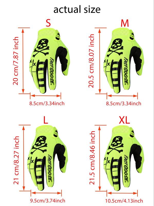 Skull Pattern Full Finger Sports Gloves, 1 Pair Breathable Absorbing Sweat Non-slip Cycling Gloves, Outdoor Sports Protector for Men & Women, Football Gloves