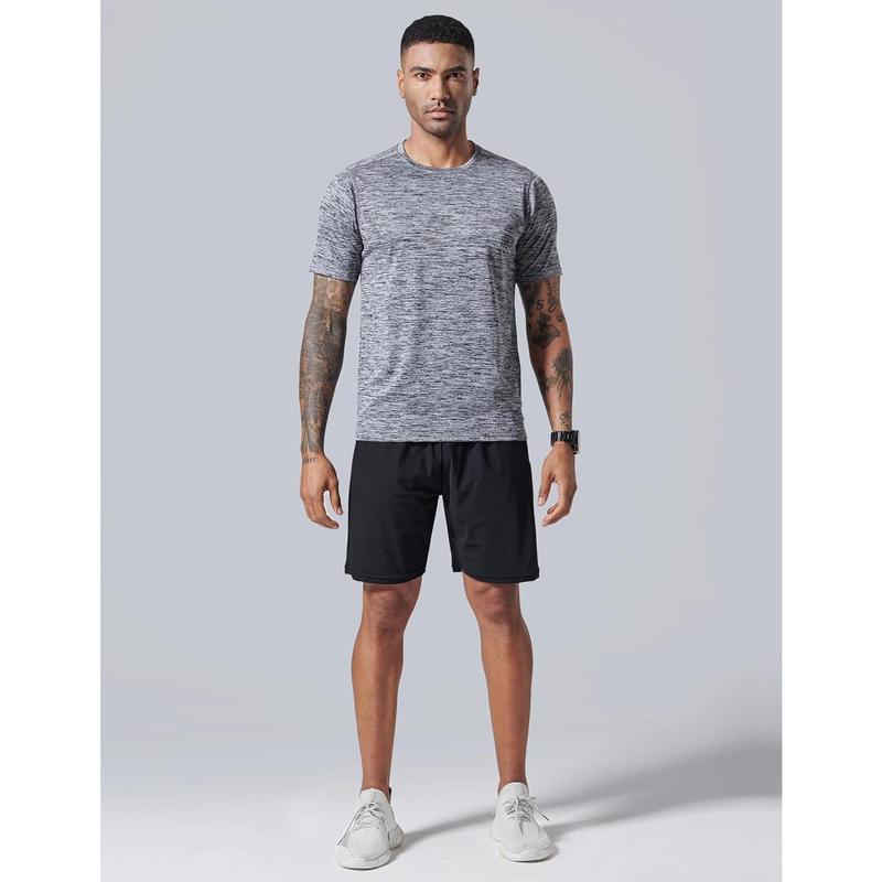 5 Pack Men’s Active Quick Dry Crew Neck T Shirts | Running Gym Workout Short Sleeve Tee Tops Bulk