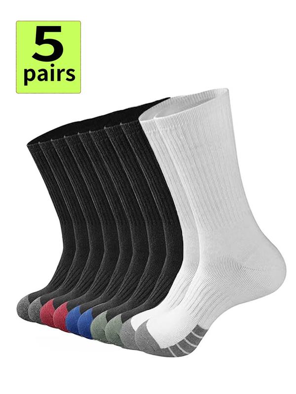 Men's Colorblock  Socks, Sporty Breathable Comfortable Socks for Outdoor Hiking Cycling Running, Athletic Socks for Men