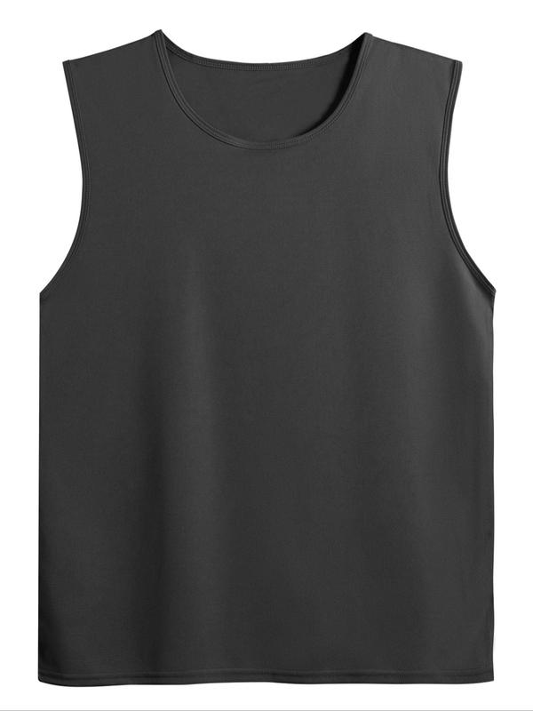 Sporty Men's Solid Color Round Neck Sports Vest, Quick Drying Breathable Comfortable Sports Tank Top, Summer Sports Top for Gym Workout Running