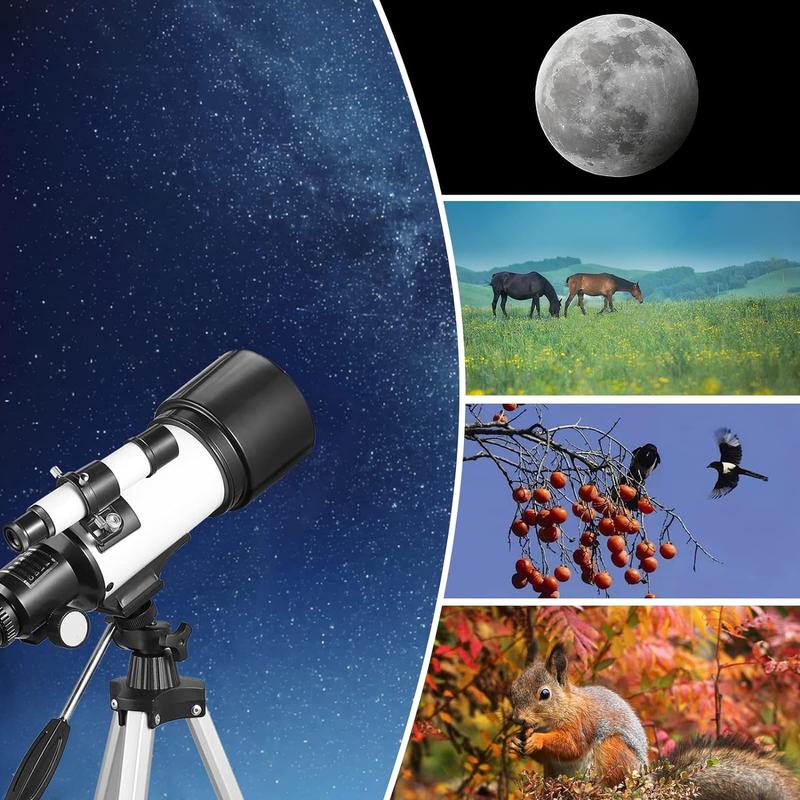 VINTEAM Phone Telescope for Beginners, 70mm Aperture 400mm Astronomical Refractor Telescope with Fully Multi-Coated Optics, Portable Tripod Phone Adapter to Observe Moon and Landscape Mother's Day Gift