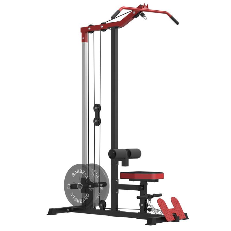 ER KANG LAT Tower, LAT Pull Down and LAT Row Cable Machine with Flip-Up Footplate, High and Low Pulley Station with AB Crunch Harness, Home Gym Back Exercise Weight Machine